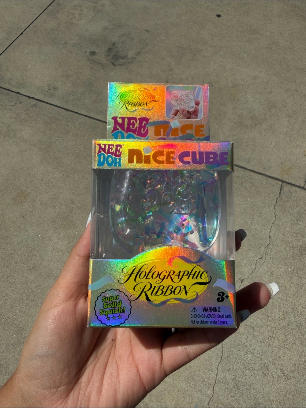 Holographic Ribbon Needoh Nice Cube - Iridescent Clear with ribbon Christmas
